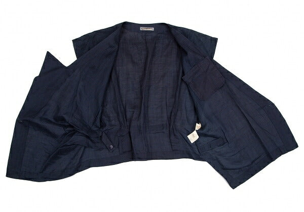 ISSEY MIYAKE Dyed Linen Sleeveless Jacket Indigo Size 9