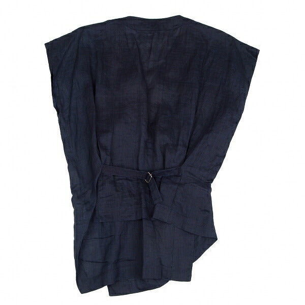 ISSEY MIYAKE Dyed Linen Sleeveless Jacket Indigo Size 9