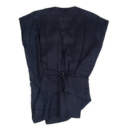 ISSEY MIYAKE Dyed Linen Sleeveless Jacket Indigo Size 9