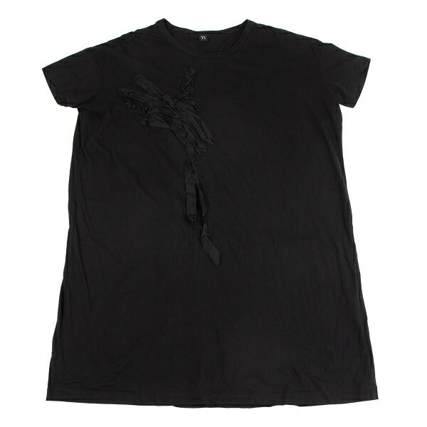 Y's Ribbon Appliqué Jersey Tunic Dress Black Size 2