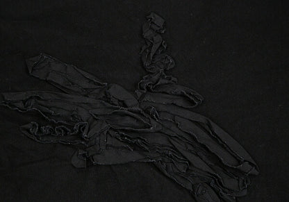 Y's Ribbon Appliqué Jersey Tunic Dress Black Size 2