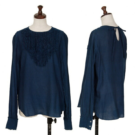 45rpm Indigo Dye Frill Blouse Navy Size 3