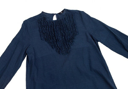45rpm Indigo Dye Frill Blouse Navy Size 3