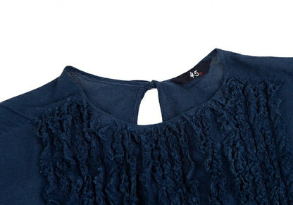 45rpm Indigo Dye Frill Blouse Navy Size 3