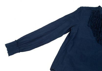 45rpm Indigo Dye Frill Blouse Navy Size 3