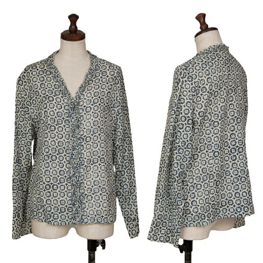 45rpm Indigo Print Cotton Cardigan Navy Blue Size 2