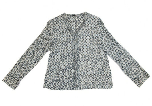 45rpm Indigo Print Cotton Cardigan Navy Blue Size 2