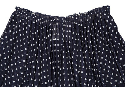 COMME des GARCONS Dot Chiffon Pleated Skirt Nvy/Wht Size SS