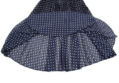 COMME des GARCONS Dot Chiffon Pleated Skirt Nvy/Wht Size SS