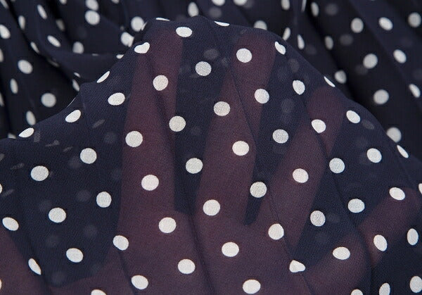 COMME des GARCONS Dot Chiffon Pleated Skirt Nvy/Wht Size SS