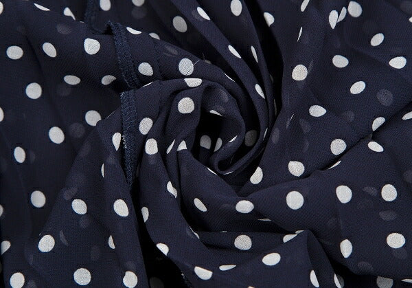 COMME des GARCONS Dot Chiffon Pleated Skirt Nvy/Wht Size SS