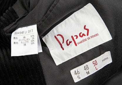 Papas Black Corduroy Single-Breasted Jacket Size 50L