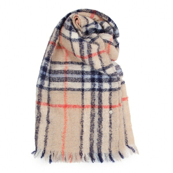45rpm Wool Check Pattern Scarf Beige