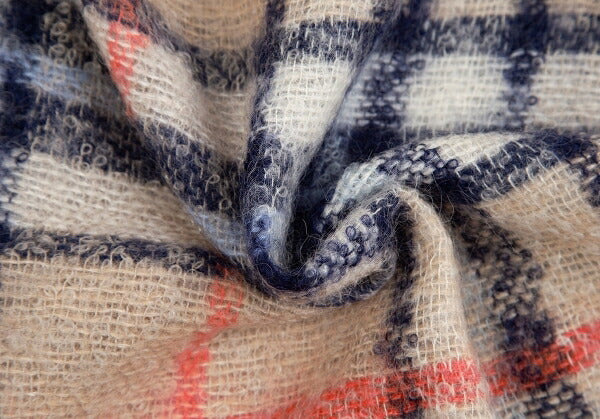 45rpm Wool Check Pattern Scarf Beige