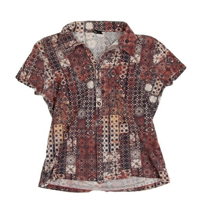 Jean Paul GAULTIER HOMME All-Over Print Polo Brown Shirt Size 48