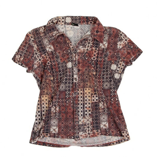Jean Paul GAULTIER HOMME All-Over Print Polo Brown Shirt Size 48