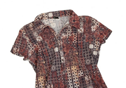 Jean Paul GAULTIER HOMME All-Over Print Polo Brown Shirt Size 48