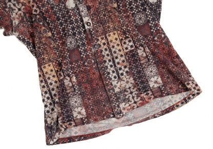 Jean Paul GAULTIER HOMME All-Over Print Polo Brown Shirt Size 48