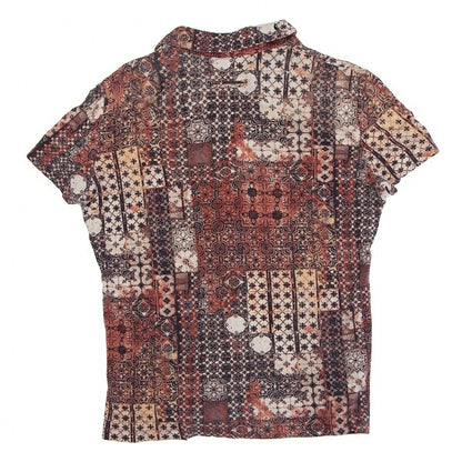 Jean Paul GAULTIER HOMME All-Over Print Polo Brown Shirt Size 48