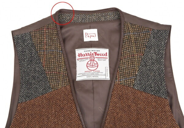 Papas Harris Tweed Patchwork Gilet Vest Multi Size L