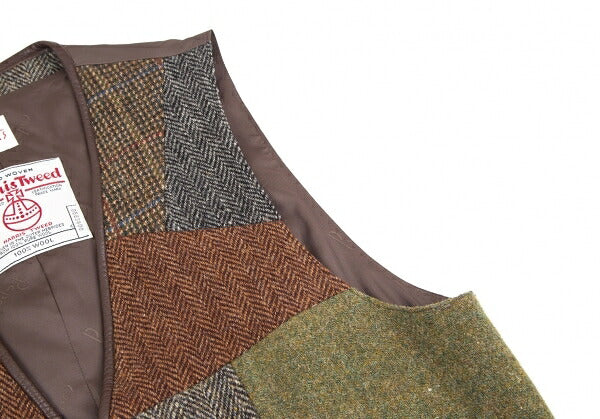 Papas Harris Tweed Patchwork Gilet Vest Multi Size L