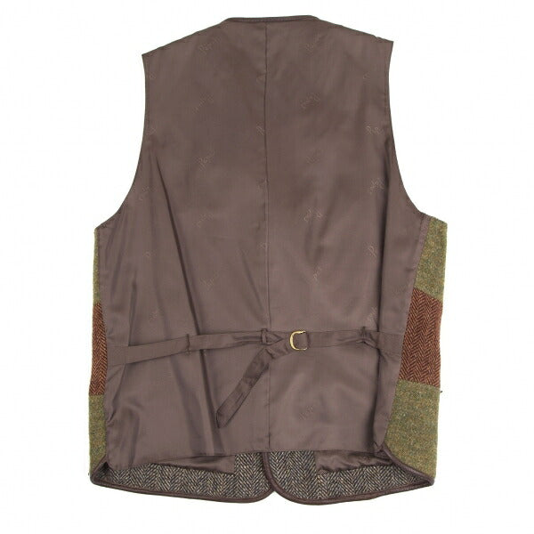 Papas Harris Tweed Patchwork Gilet Vest Multi Size L