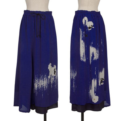 Y's Pansy Print Layered Drawstring Pants Blue Size 1