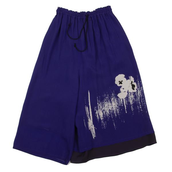 Y's Pansy Print Layered Drawstring Pants Blue Size 1