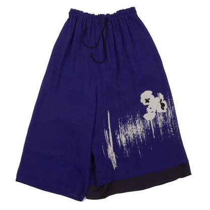 Y's Pansy Print Layered Drawstring Pants Blue Size 1