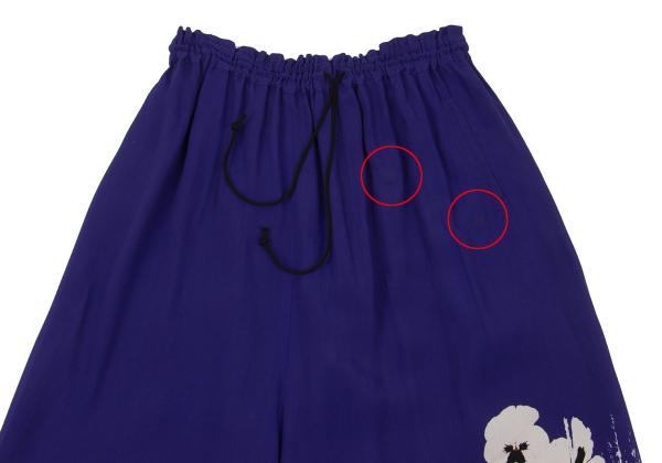 Y's Pansy Print Layered Drawstring Pants Blue Size 1