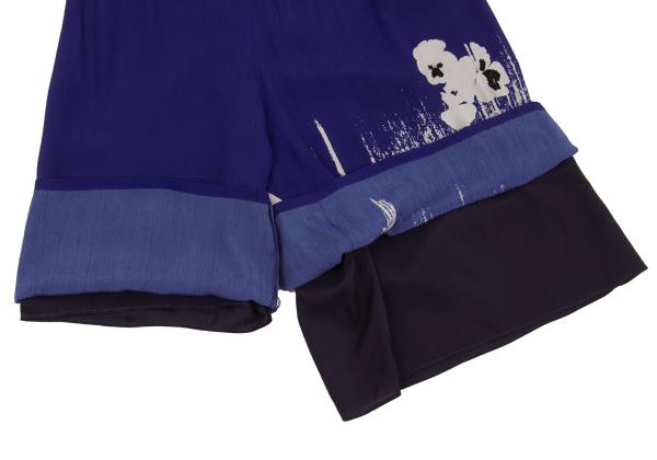 Y's Pansy Print Layered Drawstring Pants Blue Size 1