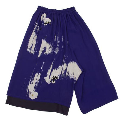 Y's Pansy Print Layered Drawstring Pants Blue Size 1