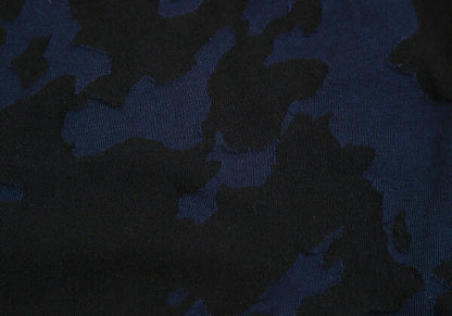 Y's Cotton Jacquard Seam T-Shirt Black Navy Size 4