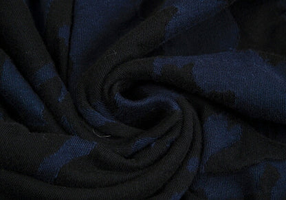 Y's Cotton Jacquard Seam T-Shirt Black Navy Size 4