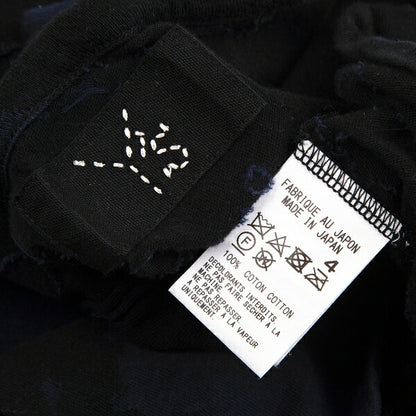 Y's Cotton Jacquard Seam T-Shirt Black Navy Size 4