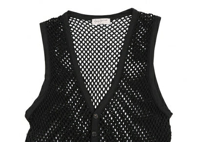 Yohji Yamamoto PH Fishnet Knit Vest Black Size M