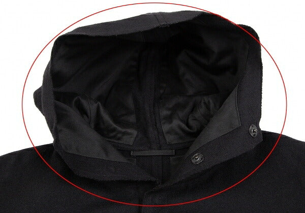 Yohji Yamamoto POUR HOMME Wool Felt Hooded Coat Black Size M