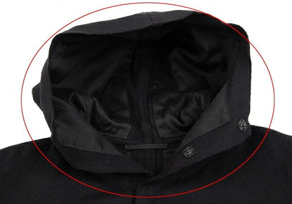 Yohji Yamamoto POUR HOMME Wool Felt Hooded Coat Black Size M