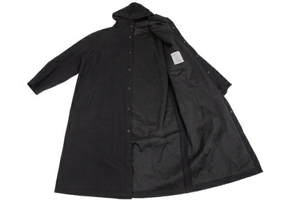 Yohji Yamamoto POUR HOMME Wool Felt Hooded Coat Black Size M