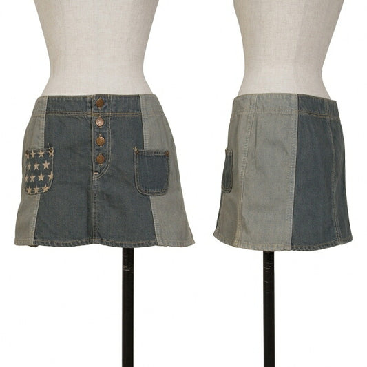 HYSTERIC GLAMOUR Star Pocket Denim Mini Skirt Blue Size FREE