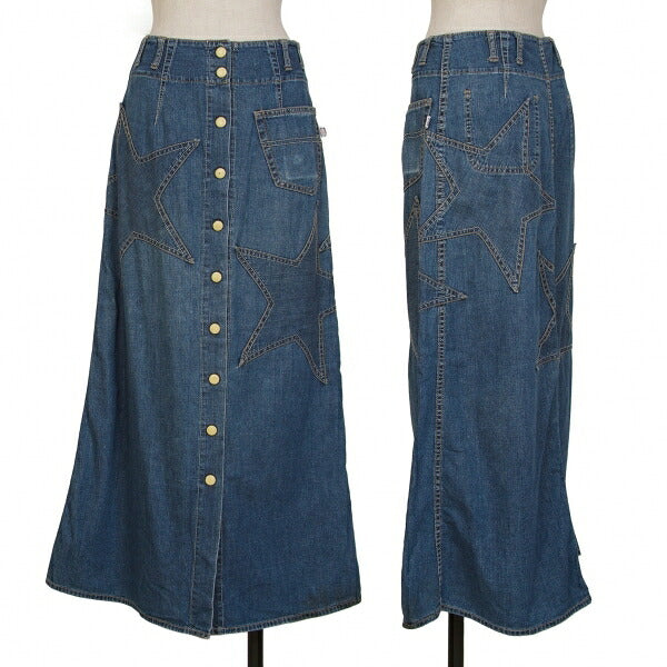 HYSTERIC GLAMOUR Star Patch Denim Wrap Skirt Blue Size FREE