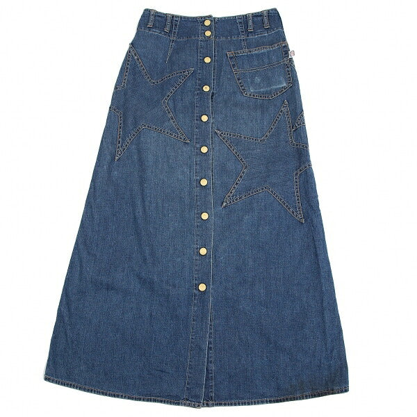 HYSTERIC GLAMOUR Star Patch Denim Wrap Skirt Blue Size FREE