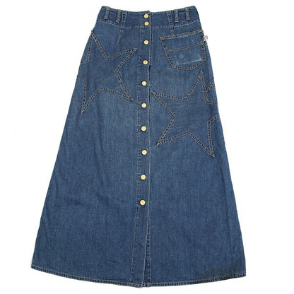 HYSTERIC GLAMOUR Star Patch Denim Wrap Skirt Blue Size FREE