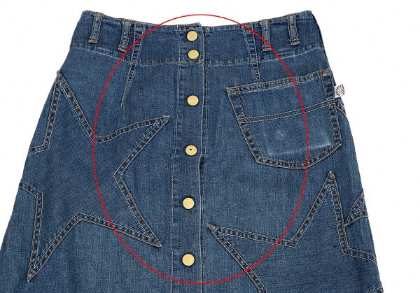 HYSTERIC GLAMOUR Star Patch Denim Wrap Skirt Blue Size FREE