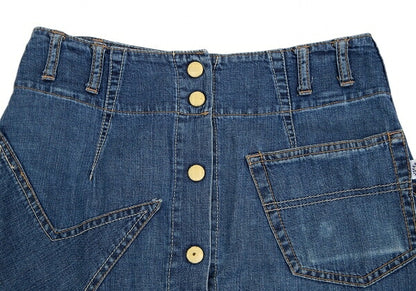 HYSTERIC GLAMOUR Star Patch Denim Wrap Skirt Blue Size FREE