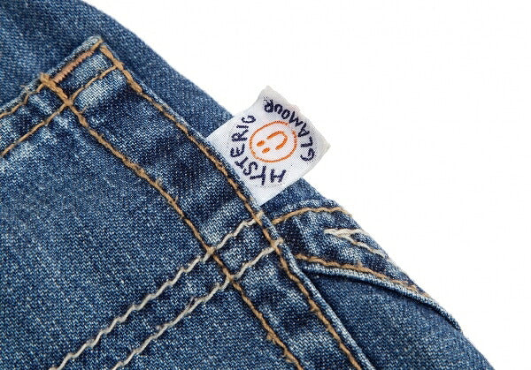 HYSTERIC GLAMOUR Star Patch Denim Wrap Skirt Blue Size FREE