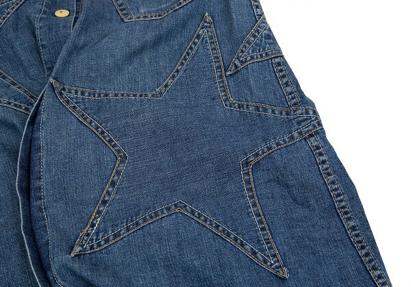HYSTERIC GLAMOUR Star Patch Denim Wrap Skirt Blue Size FREE