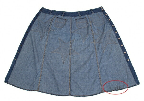 HYSTERIC GLAMOUR Star Patch Denim Wrap Skirt Blue Size FREE