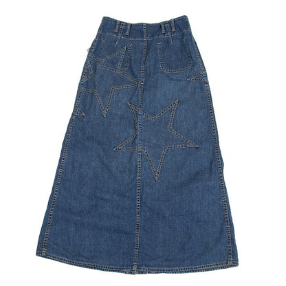 HYSTERIC GLAMOUR Star Patch Denim Wrap Skirt Blue Size FREE
