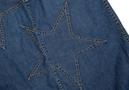 HYSTERIC GLAMOUR Star Patch Denim Wrap Skirt Blue Size FREE